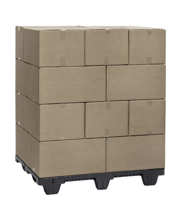 stacked boxes on top of an export pallet