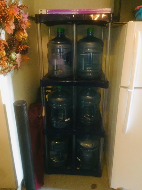 real life water bottle storage example