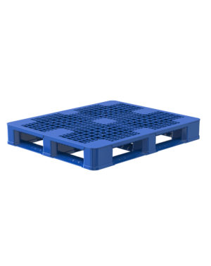 Standard blue double leg metric plastic pallet with solid top - Prostack plastic pallets