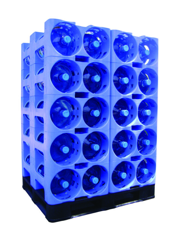Blue 5 gallon water jug storage metric Prostack rack