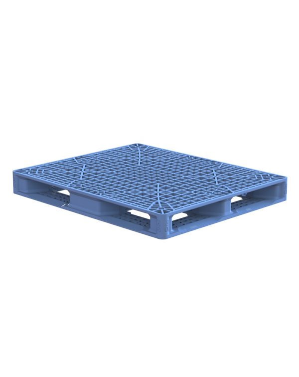 Blue plastic pallet with solid top