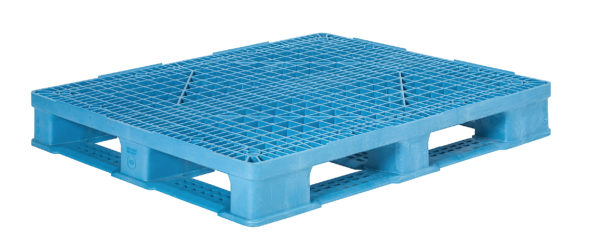 Blue plastic pallet ProGenic with lip 6" full view
